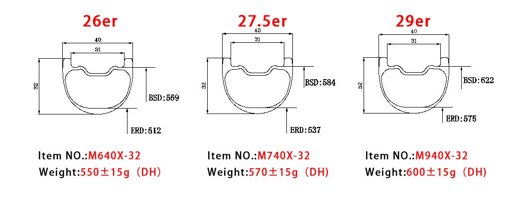 40mm Carbon DH Tubeless Mtb Rims