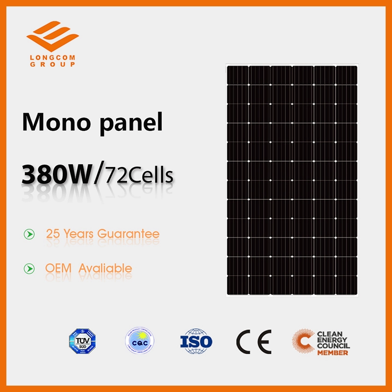 Bảng điều khiển năng lượng mặt trời 380W hiệu quả cao với chứng chỉ CE TUV