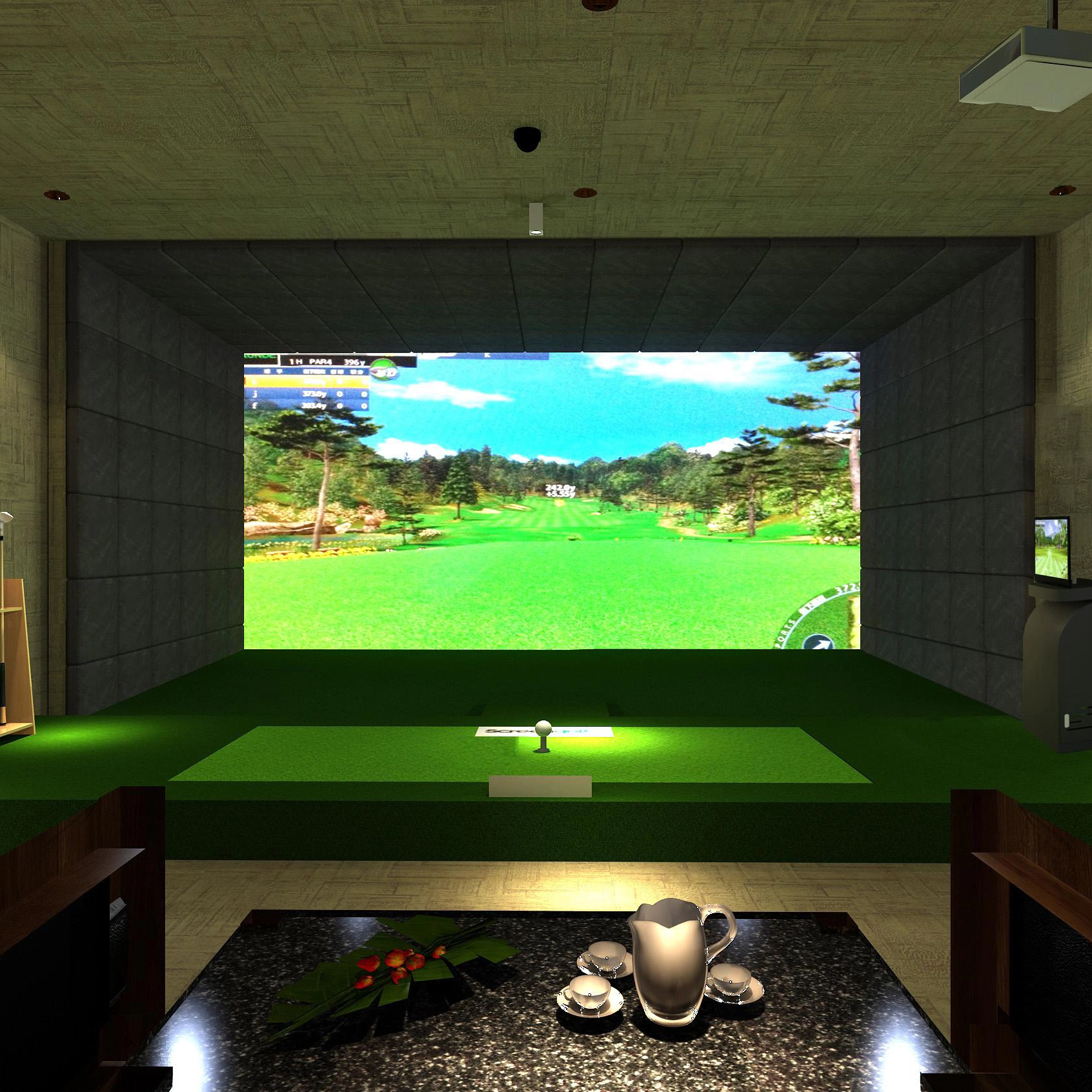 Màn hình tác động golf / màn hình chiếu mô phỏng 9 '* 10'