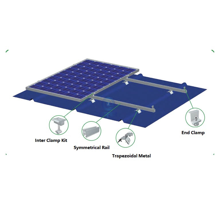 Hệ thống lắp đặt năng lượng mặt trời trên mái nhà bằng kim loại hình thang