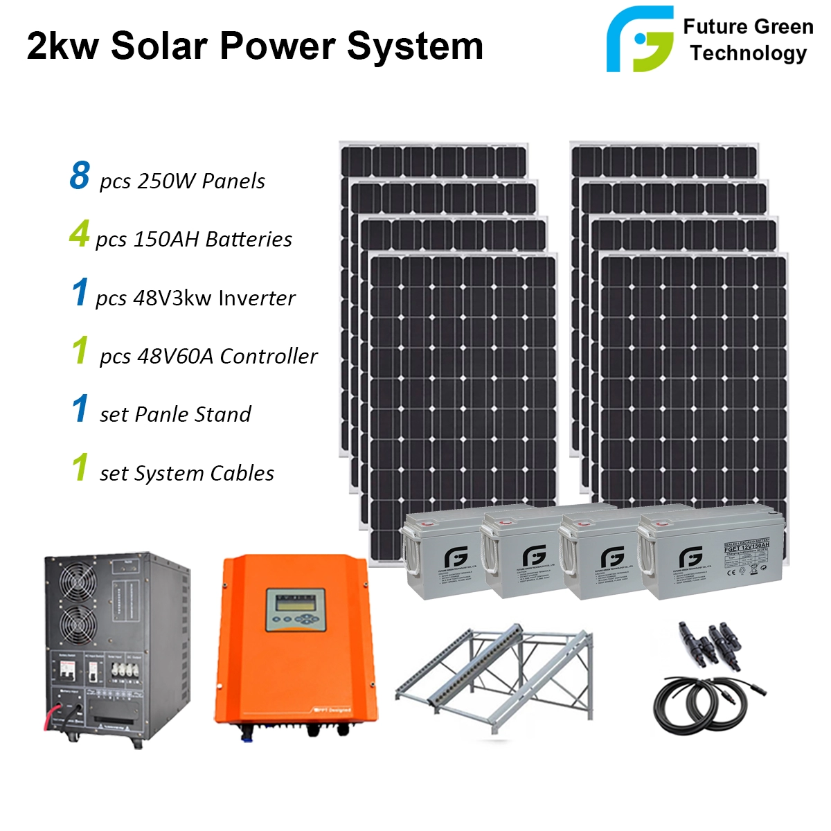 2kw off Grid PV Power Supply Hệ thống năng lượng mặt trời