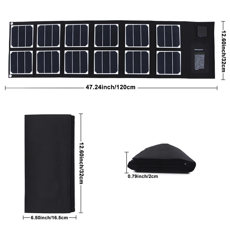 Bảng điều khiển năng lượng mặt trời 40W năng lượng mặt trời bộ sạc năng lượng mặt trời di động cho máy tính xách tay và điện thoại di động