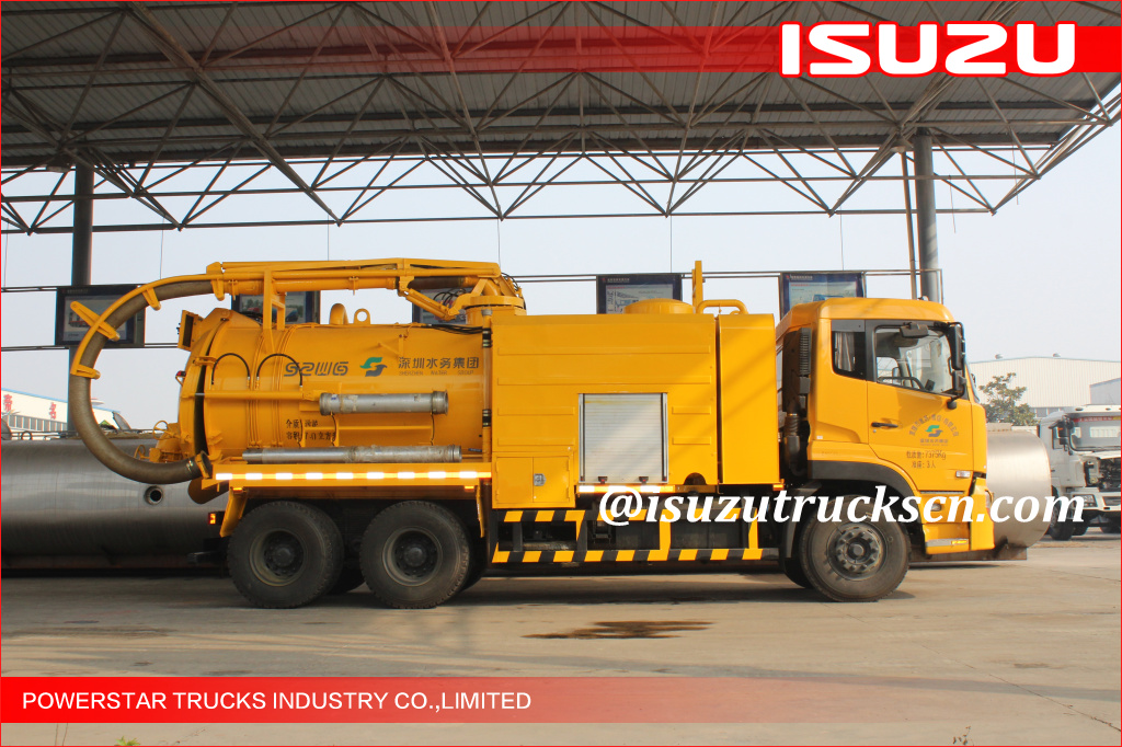 15000Liter Isuzu 6x4 Combined Sewer Jetting Vacuum Truck