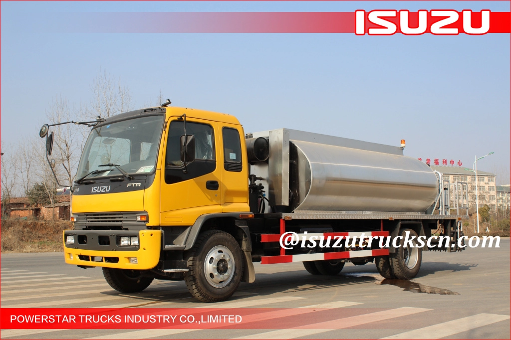 10000L Myanmar Nhật Bản ISUZU FTR Xe bồn vận chuyển bitum tự động / Xe bồn vận chuyển nhựa đường