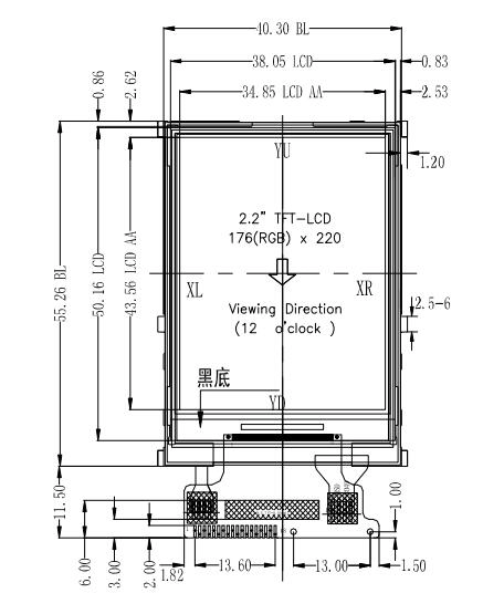 Mô-đun LCD TFT độ phân giải 2,2" 176x220 với giao diện SPI của bảng điều khiển cảm ứng