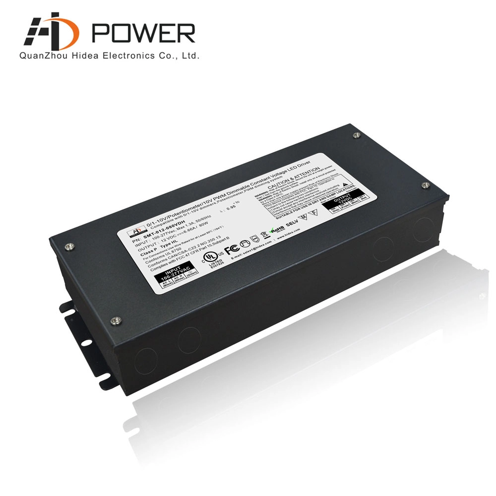 Trình điều khiển dẫn 12v có thể thay đổi độ sáng cao PF 0 10v 80 watt Loại 2 trong 1 trong hộp nối