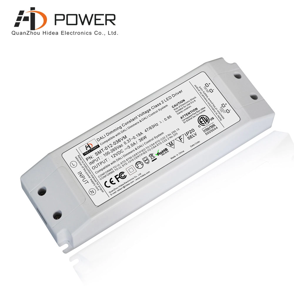 ETL CE FCC được liệt kê trình điều khiển led có thể điều chỉnh độ sáng dali 12v 36w