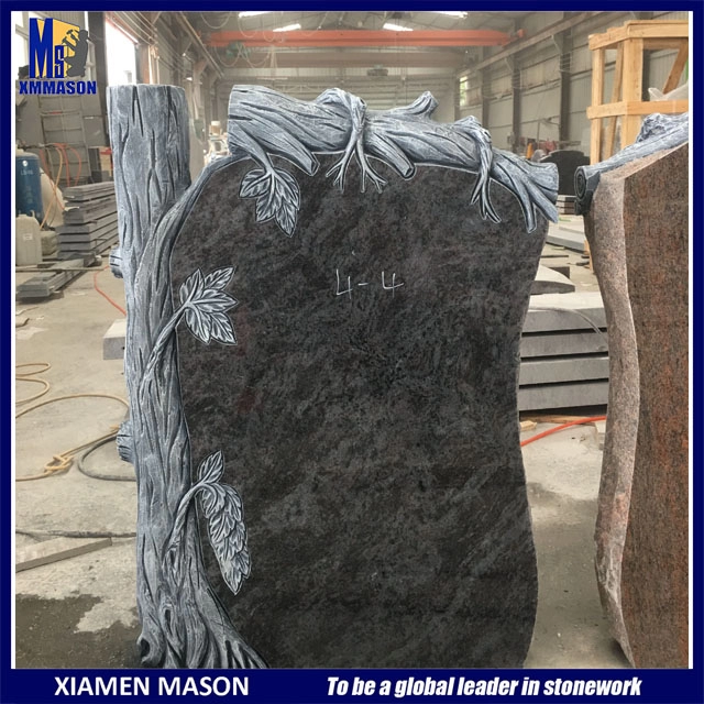 Bahama Blue Tree Styles Granite Headstone với lớp hoàn thiện cổ