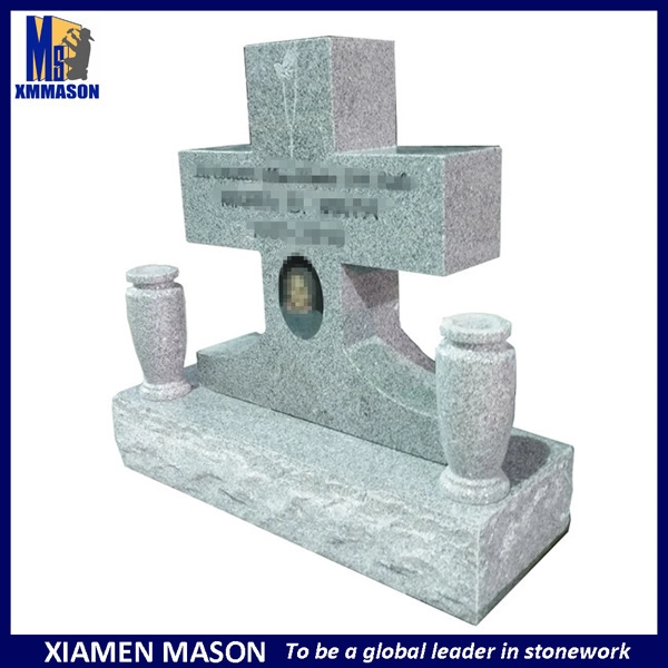Bia mộ thánh giá Granite xám kiểu Mỹ cho bà