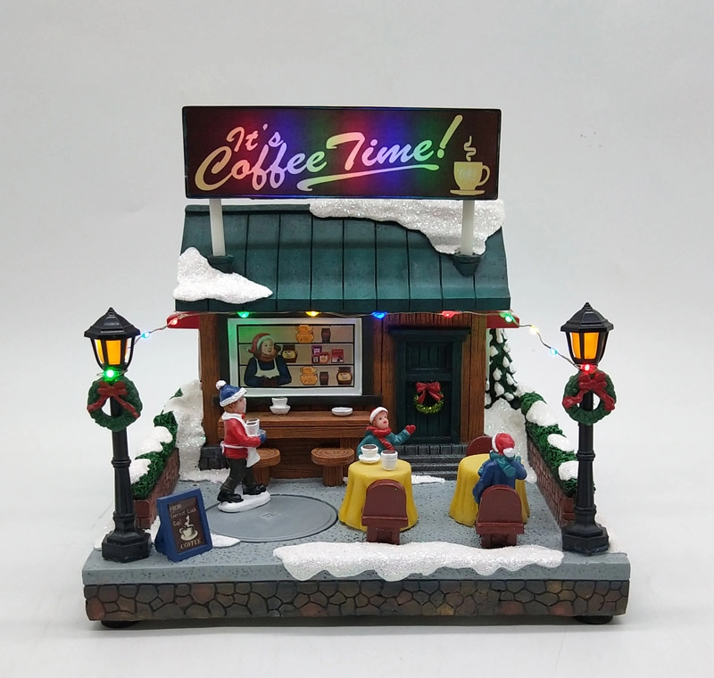 Thắp sáng hoạt hình Giáng sinh ngoài trời Cửa hàng cà phê hạnh phúc