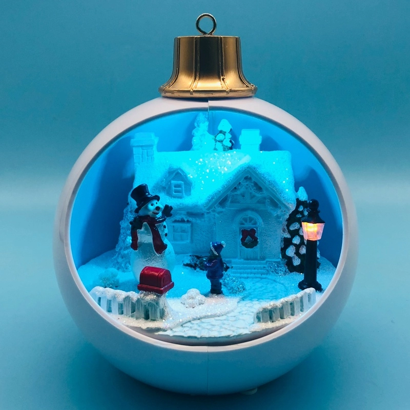 Ngôi làng Giáng sinh LED với Người tuyết di chuyển bên trong quả bóng trắng