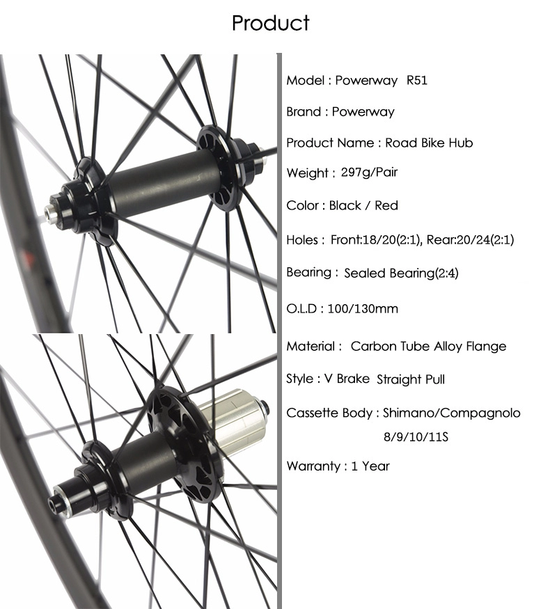 Trung tâm xe đạp đường trường Powerway R51 Hubs