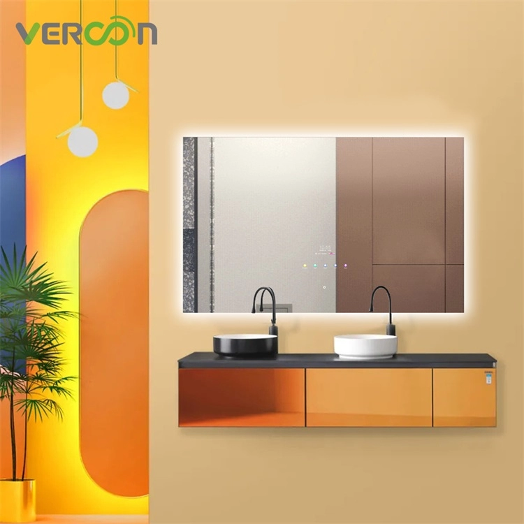 Gương tắm thông minh tròn gắn tường Vercon với ánh sáng Vanity