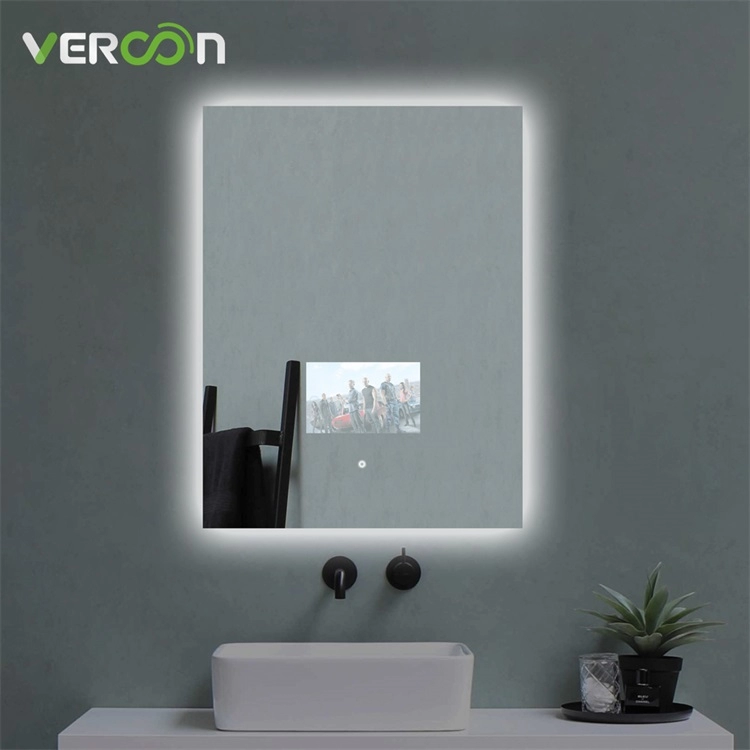 Gương thông minh chống sương mù có đèn LED chiếu sáng hình chữ nhật cho phòng tắm
