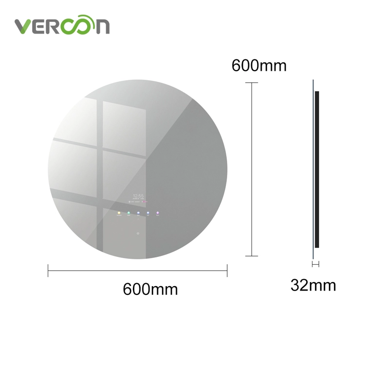 Loa hiển thị thời gian có đèn nền gắn tường Vercon Máy phân tích da Hệ thống Android Smart Mirror Tv