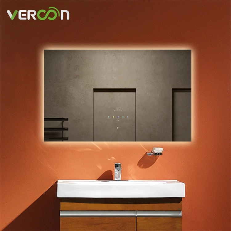 Treo tường Gương tắm lớn có thể điều chỉnh độ sáng Gương phòng tắm thông minh LED với màn hình cảm ứng