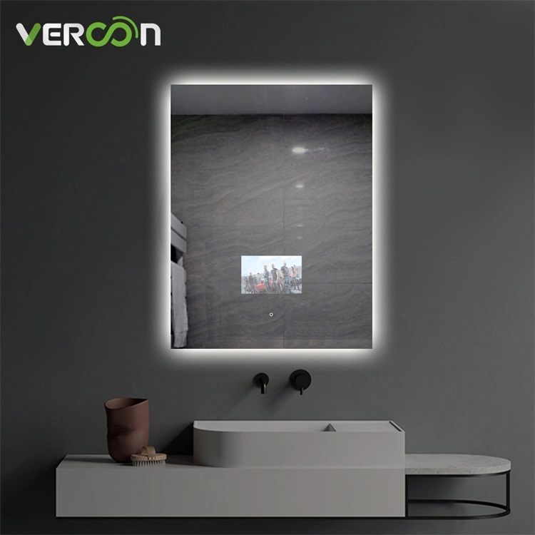 Gương thông minh chống sương mù có đèn LED chiếu sáng hình chữ nhật cho phòng tắm