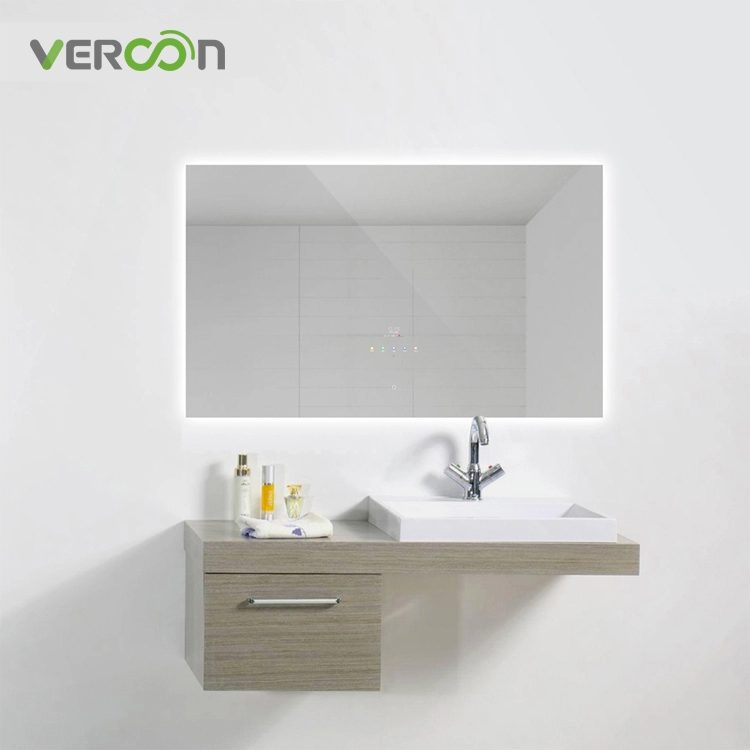 Mới về Âu Mỹ Gương tắm thông minh có đèn nền với màn hình cảm ứng 10.1 inch Magic Mirror TV cho bất động sản