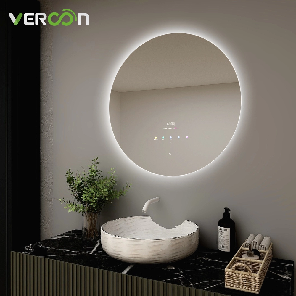 Gương tròn phòng tắm thông minh có đèn nền và Bluetooth