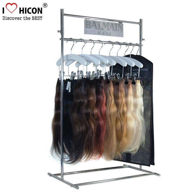 Cửa hàng mỹ phẩm Nhà cung cấp giá đỡ màn hình kéo dài tóc bằng kim loại đặt tự do
