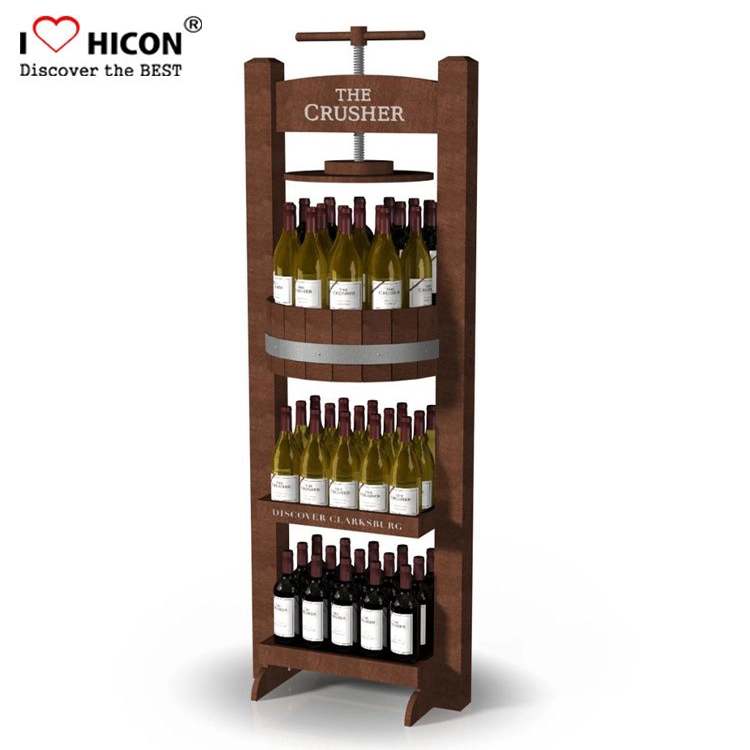 Kệ trưng bày chai rượu tùy chỉnh bằng gỗ màu nâu sáng tạo