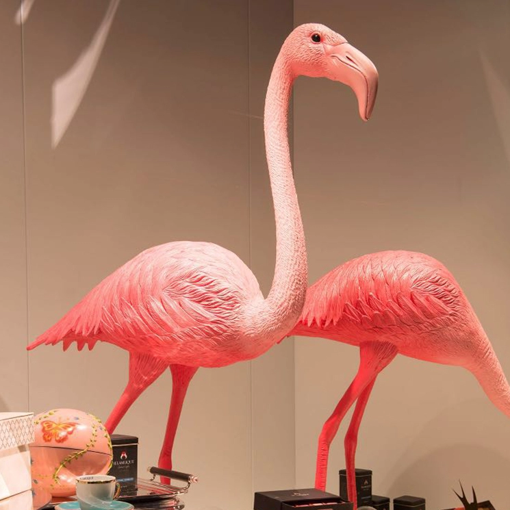 Vật liệu sợi thủy tinh màu đỏ tác phẩm điêu khắc chim hồng hạc