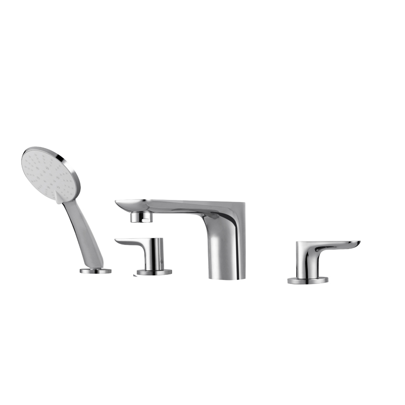 Vòi bồn tắm bằng đồng có viền 4 lỗ_4_hole_2_handles_matt_black_surface_mount_brass_bathroom_bathtub_taps_Badewannenarmaturen_Badkraan_NEUNAS_13007