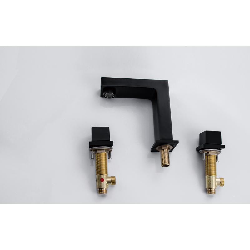 3 hole matt black brass basin taps__Waschtischarmatur_Wastafelkranen_NEUNAS