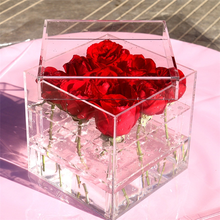 Hộp hoa hồng acrylic trong suốt chống bụi cao