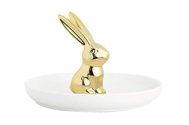 Gốm sứ vàng nhẫn con thỏ Giá đỡ đĩa cho trang sức Hoa tai Dây chuyền Khay
