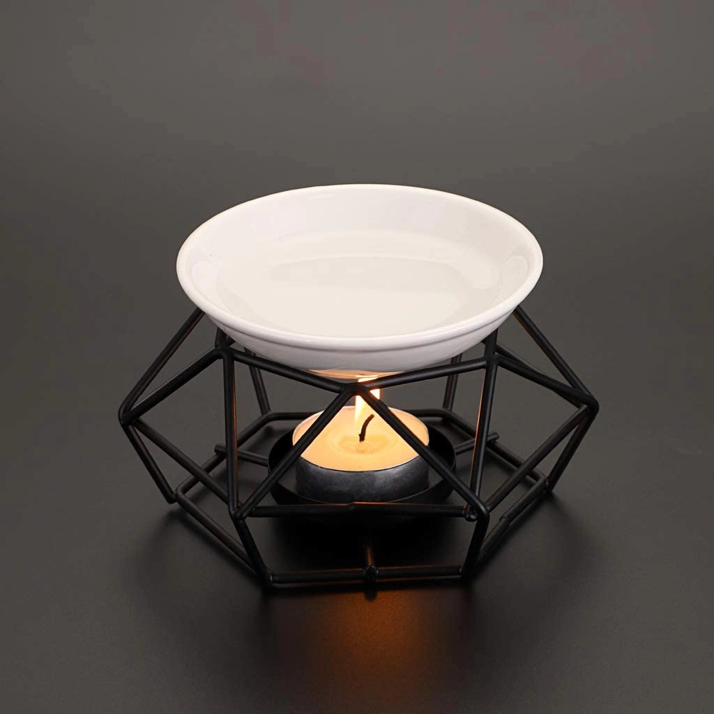 Thiết kế tổ chim bằng gốm sứ Tealight Đèn đốt dầu sáp có giá sắt