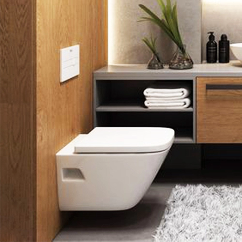 Nắp WC hình chữ nhật Nắp đậy màu trắng nắp nhanh hình vuông mềm đóng nắp bệ ngồi toilet