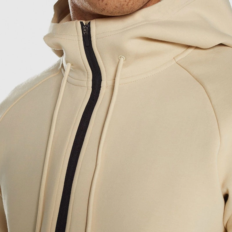 Áo hoodie nam thời trang bằng vải cotton trơn có dây kéo