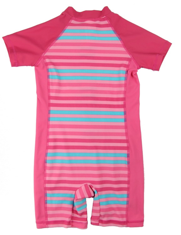 Fuchsia Stripes Little Girls Bộ đồ bơi Rashguard