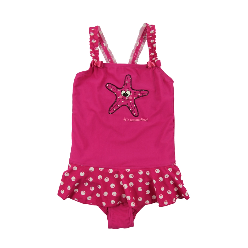 Starfish Solid Red Kid Girls One Piece Dress Bathing Suits