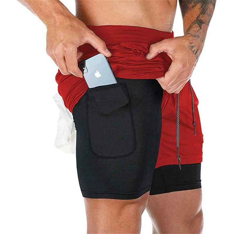 Nam giới 2-trong-1 Quần short tàng hình 7 inch Phòng tập thể dục Yoga Quần short thể thao ngoài trời