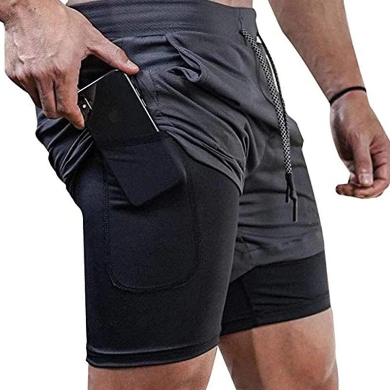 Nam giới 2-trong-1 Quần short tàng hình 7 inch Phòng tập thể dục Yoga Quần short thể thao ngoài trời