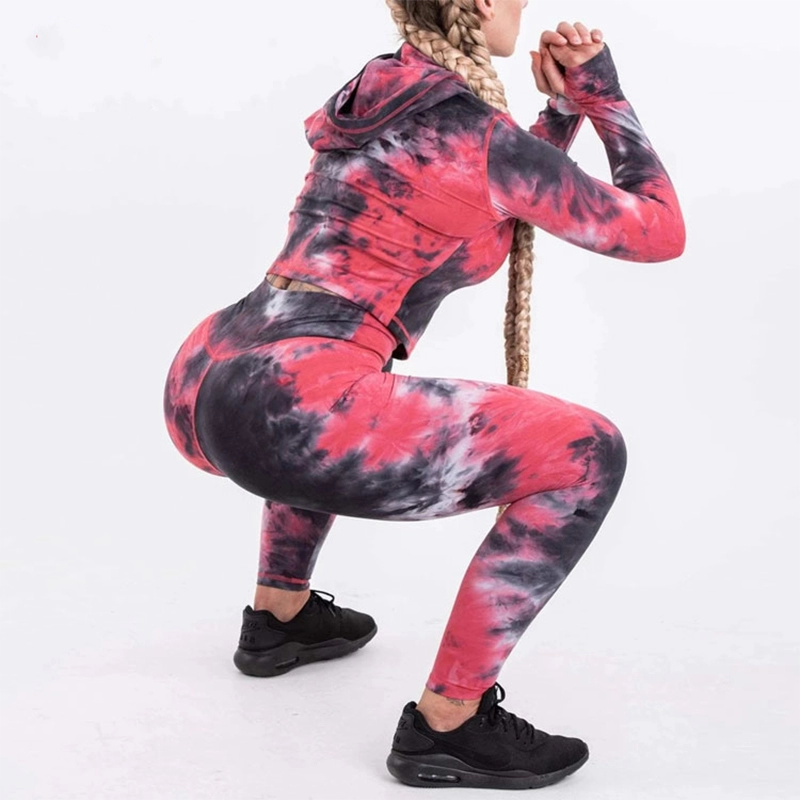 Bộ áo hoodie nữ Yoga Crop 2 mảnh Tie-Dye