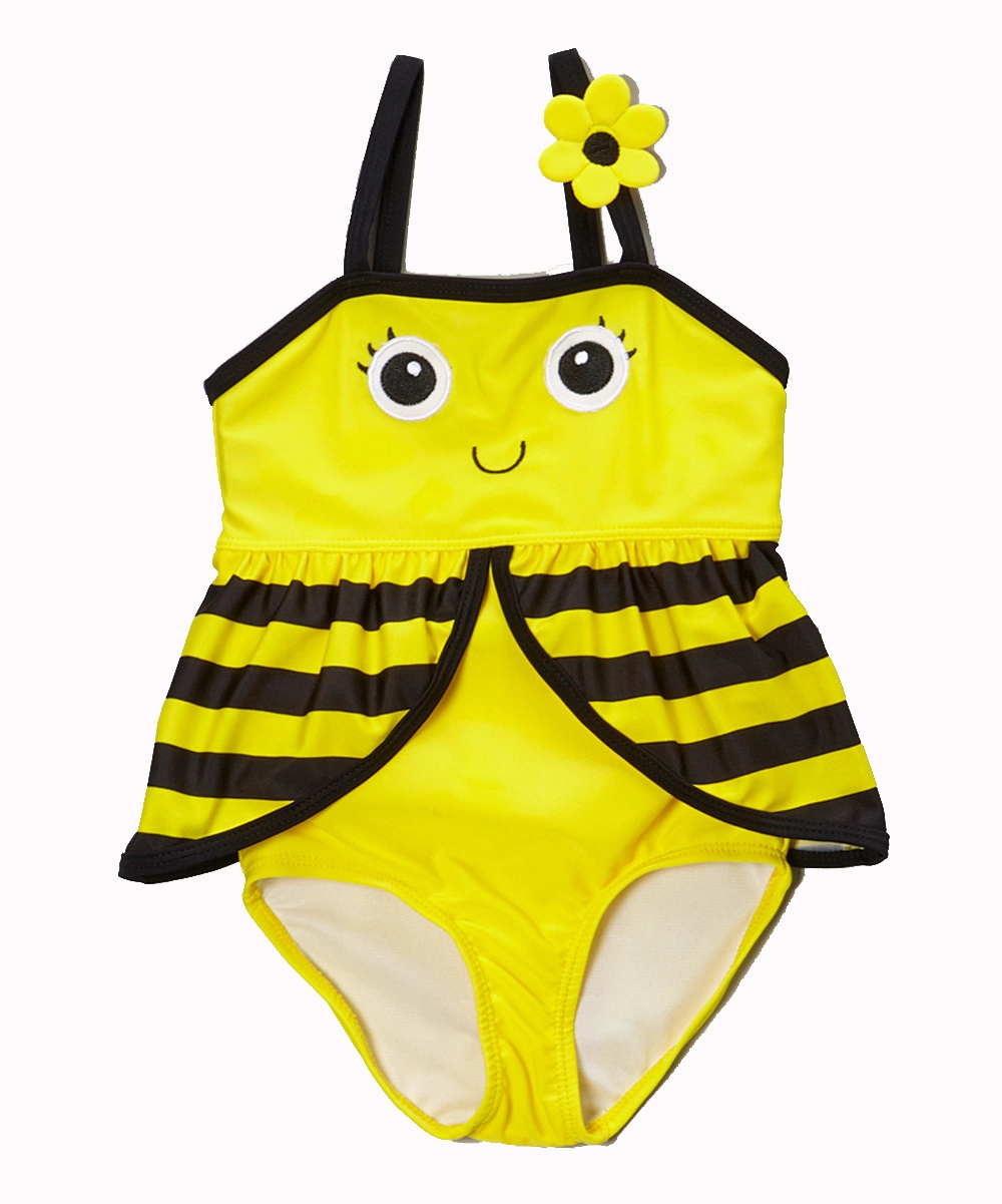Những chú ong dễ thương Có dây đeo màu vàng cho trẻ em Cô gái một mảnh Bộ đồ tắm