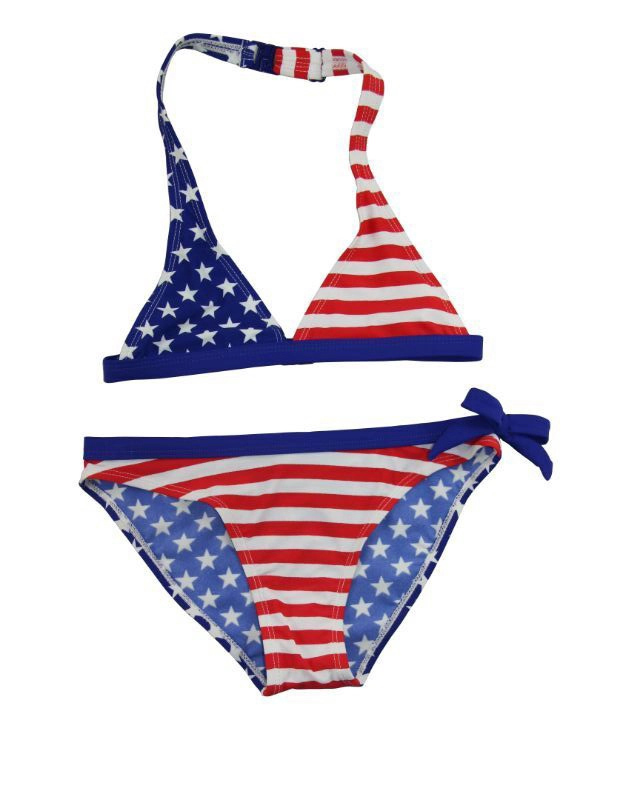 Kid Girls Flag American Bộ bikini dây tam giác