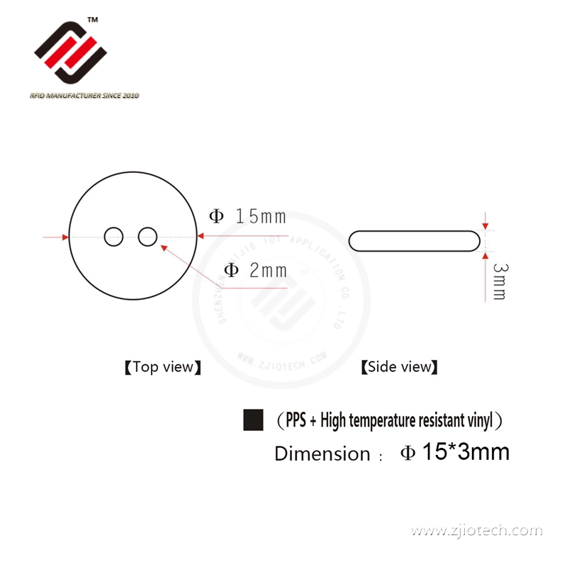 HF ICode Slix Thẻ PPS RFID tròn 15mm chịu nhiệt