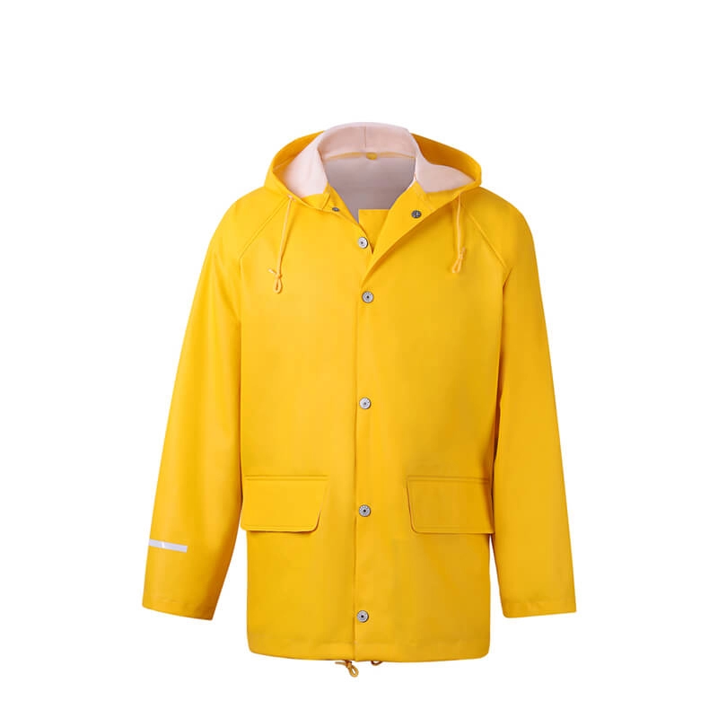 Áo khoác đi mưa PU chống thấm nước màu vàng có mũ cho nam