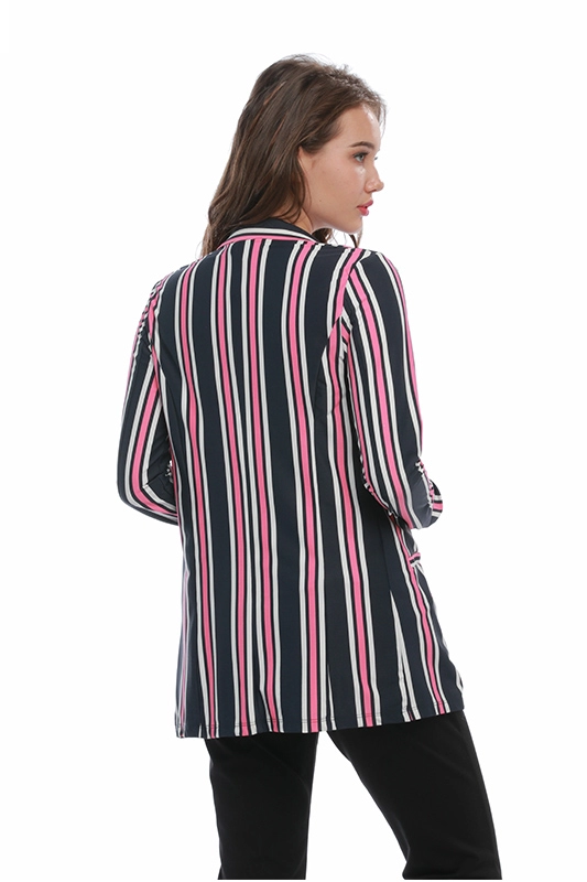 Thời trang mới Sọc đơn giản thường dài Bộ đồ cho nữ Áo khoác dành cho nữ