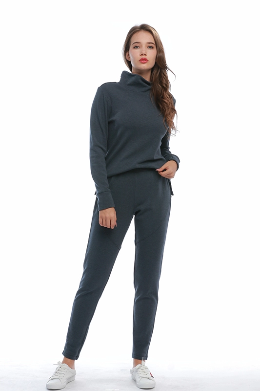 Bộ đồ hai mảnh dành cho phụ nữ thường trơn dành cho phụ nữ có rãnh cổ cao và quần dài ôm sát người chạy bộ