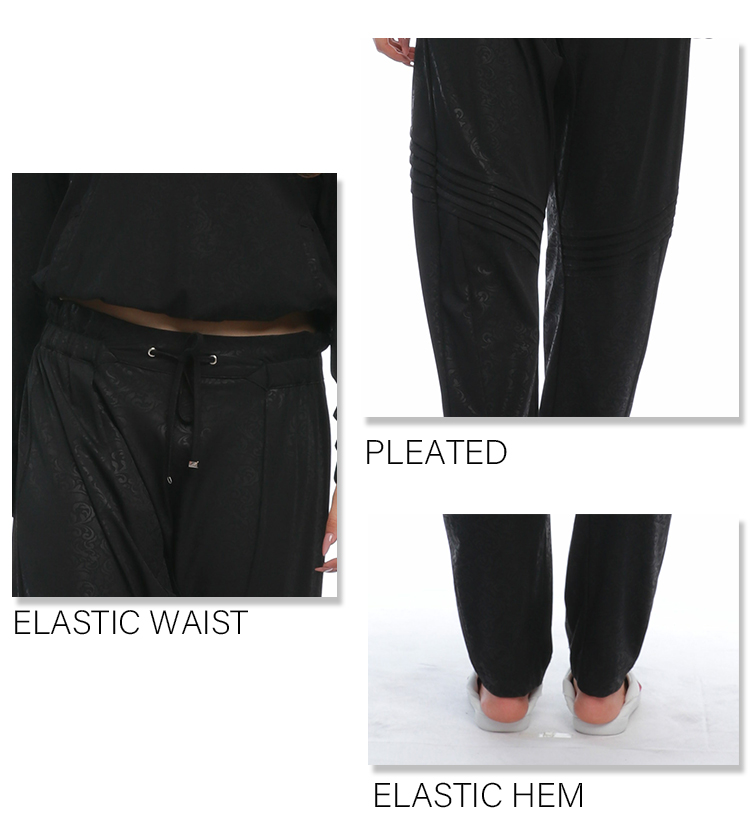 black floral coating printing pants