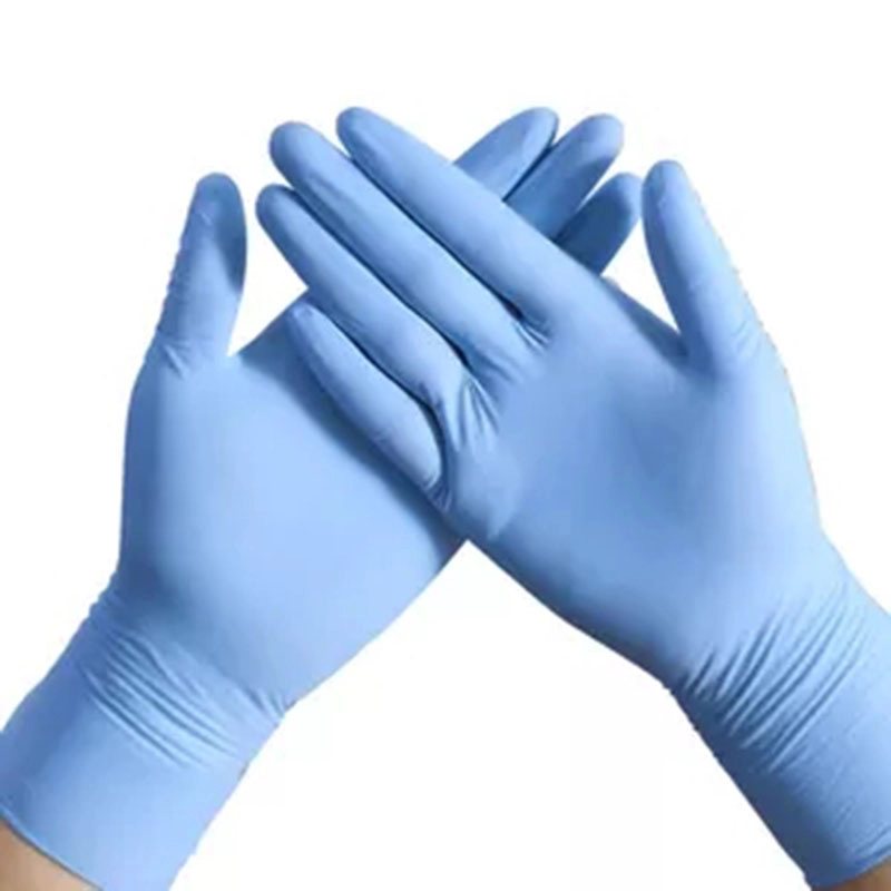 Nhà sản xuất bán buôn 100 cái / hộp Găng tay nitrile xanh dùng một lần Bột y tế miễn phí