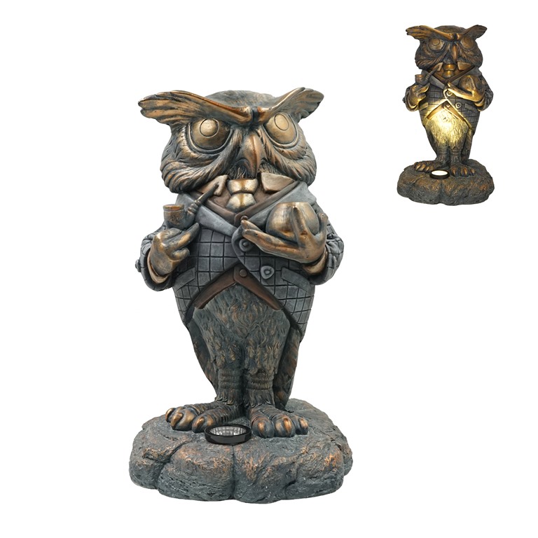 bronze Owl garden solar light