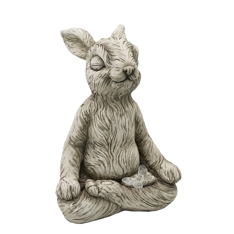 Tượng vườn thỏ ngồi thiền bằng nhựa