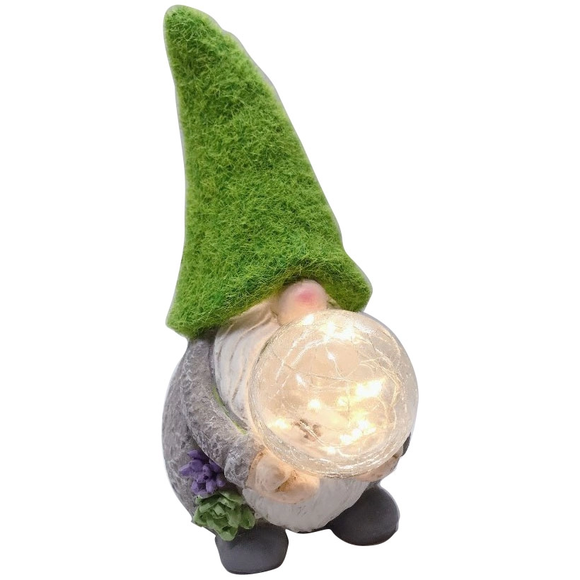 Gnome Garden Gnome được cung cấp năng lượng mặt trời với Crackle Glassball