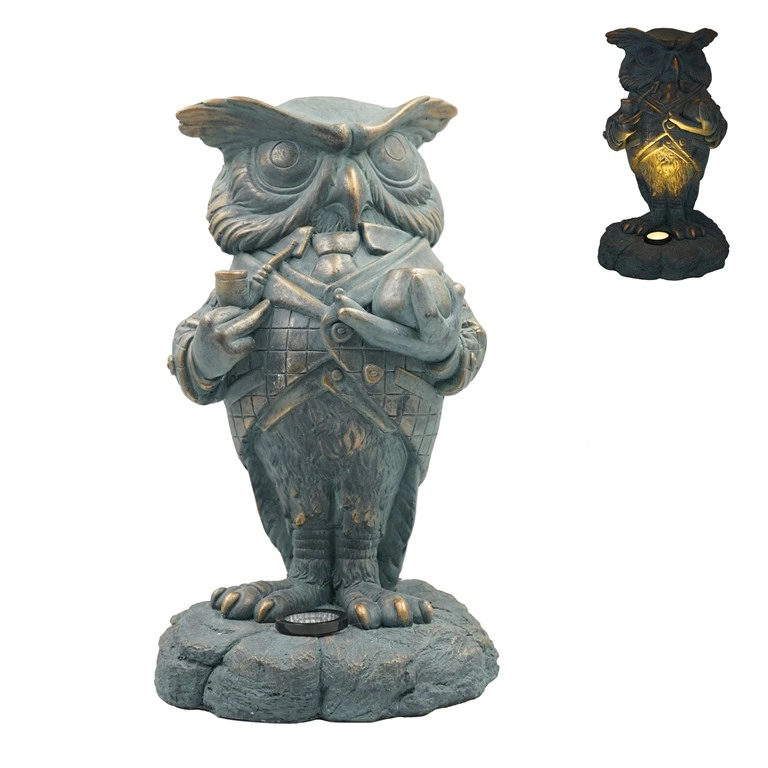 Tượng đồng MGO Mr.Owl Gentleman Solar Garden